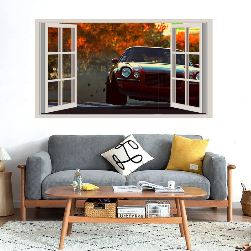 GADGETS WRAP Printed Wall Decal Sticker Fake Window Style Decal (90cm x 50cm) - Muscle Car