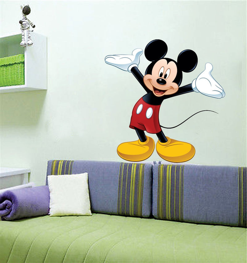 Cute Mickey Mouse Self Adhesive VinylWaterproof Decorative Wall Stickers for Hall, Bedroom, Kitchen and Furniture