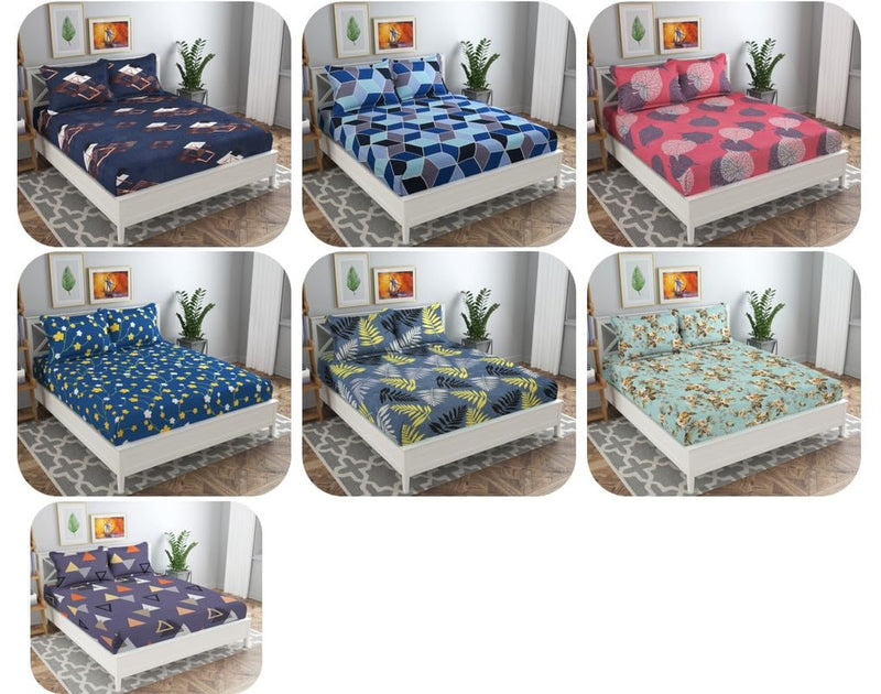 BSB HOME ® Premium Printed Microfiber 7 Double Bedsheets Combo with 14 Pillow Covers-120 TC Breathable & Wrinkle Free -228 CM x 228 CM (Combo, Multicolour) -Pack of 7