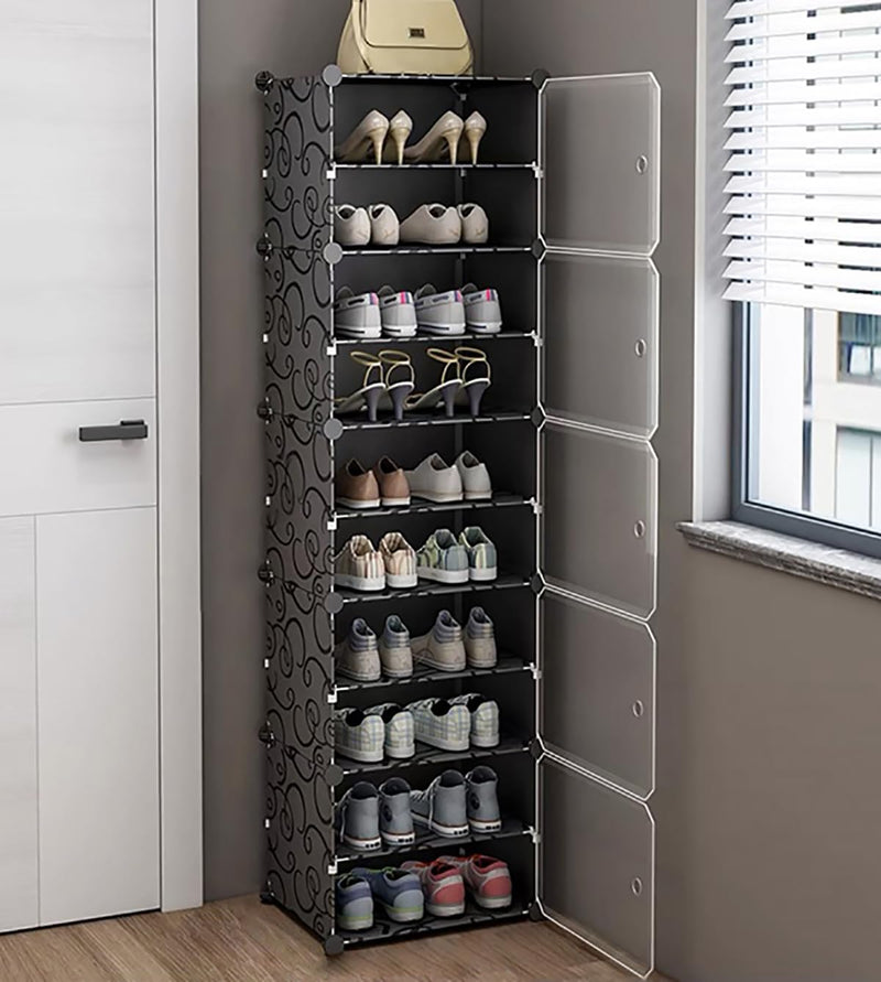 Zemic DIY Shoe Storage Cabinet Plastic Shoe Rack Organiser to 30 Pair