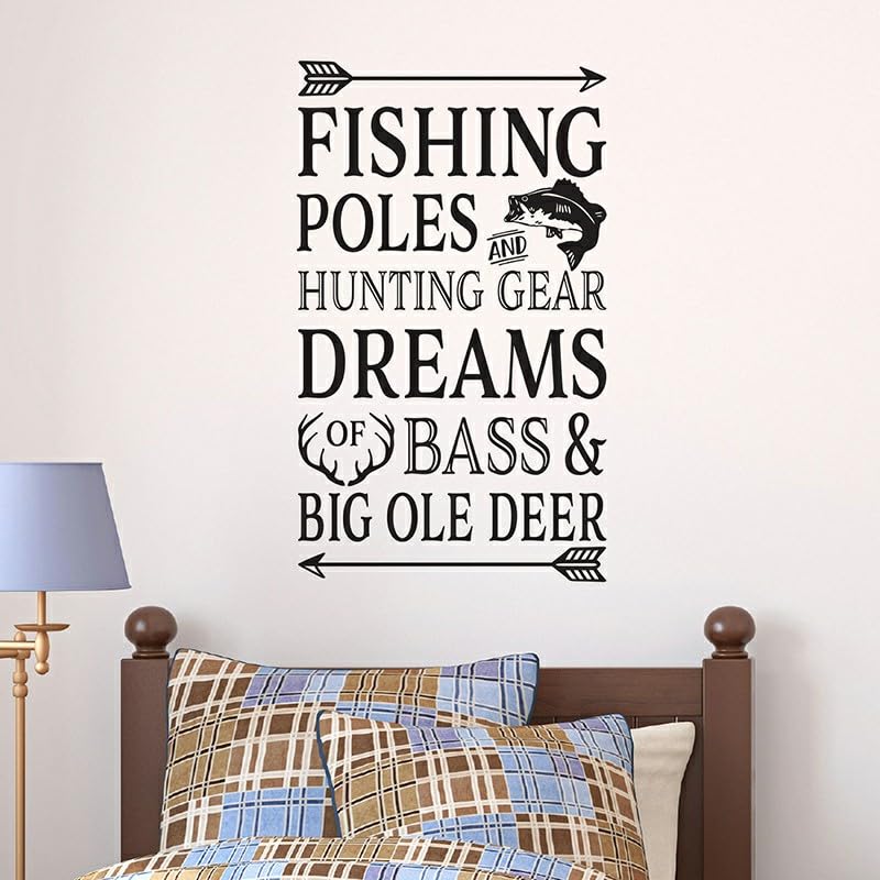 GADGETS WRAP Vinyl Fishing Poles and Hunting Gear Dreams Quotes Wall Sticker Vinyl