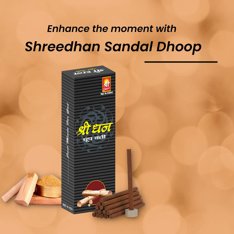 Shreedhan® Sandal/Chandan Natural Fragrance Dhoop Stick/Dhup Incense Sticks/Batti/Bathi/Bati with Holder Stand for Pooja/Puja - Pack of 5 (50gm Per Pack)