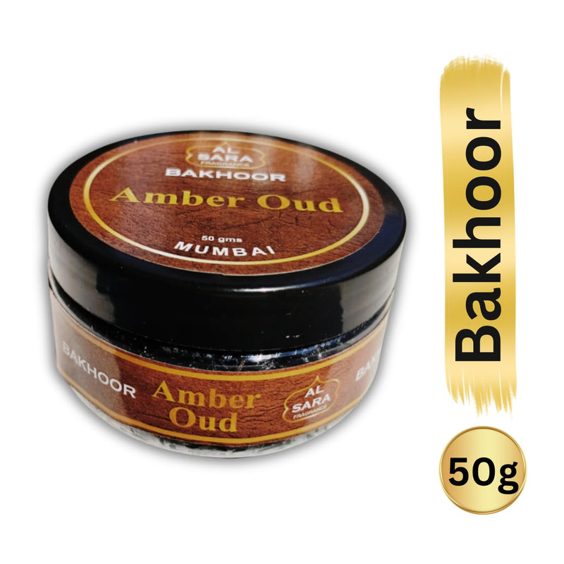 Amber Oud Bakhoor by Al Sara Fragrance | Authentic Arabic Incense | Perfect for Prayer Time, Relaxation & Meditation | Net. Weight 50G