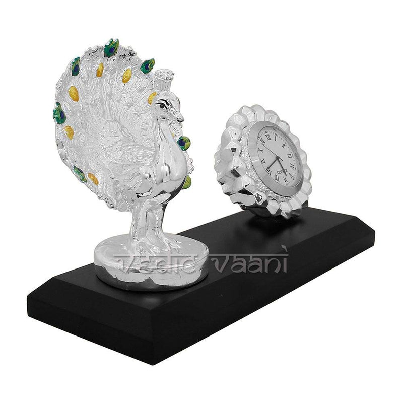 Vedic Vaani Peacock Numeral Noiseless Decorative Designer Desk Clock Watch for Home Decor (1 Pcs)