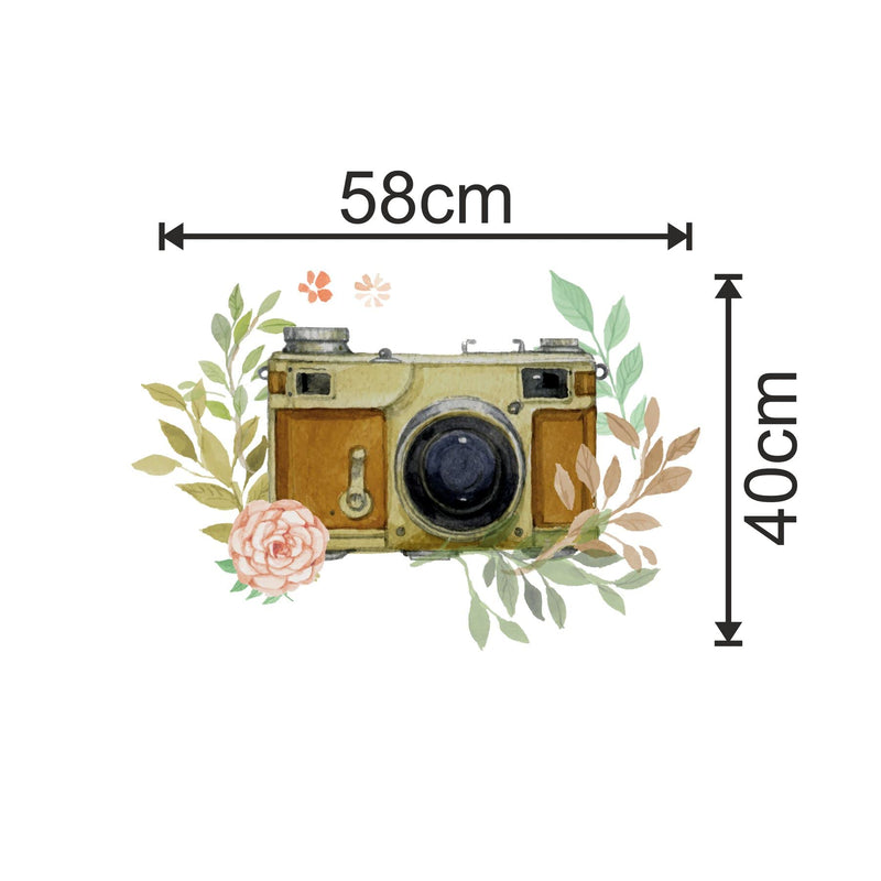 Sticker Yard Flower Camera Vinyl Wall Sticker for Living Room/Bedroom/Office and All Decorative Wall Stickers 58X40 CM