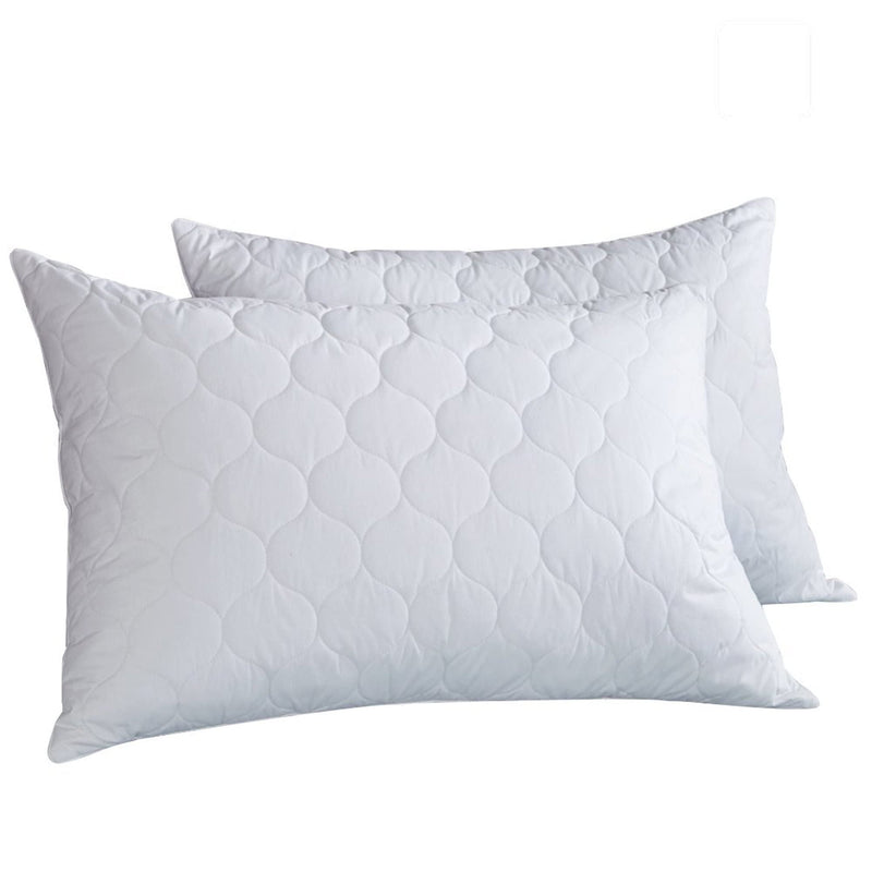 LA VERNE Virgin Microfibre Blown Technology Filled Quilted Anti Bacterial cloth Sleeping Pillow Pack of 2 (27X16 Inch) (White)