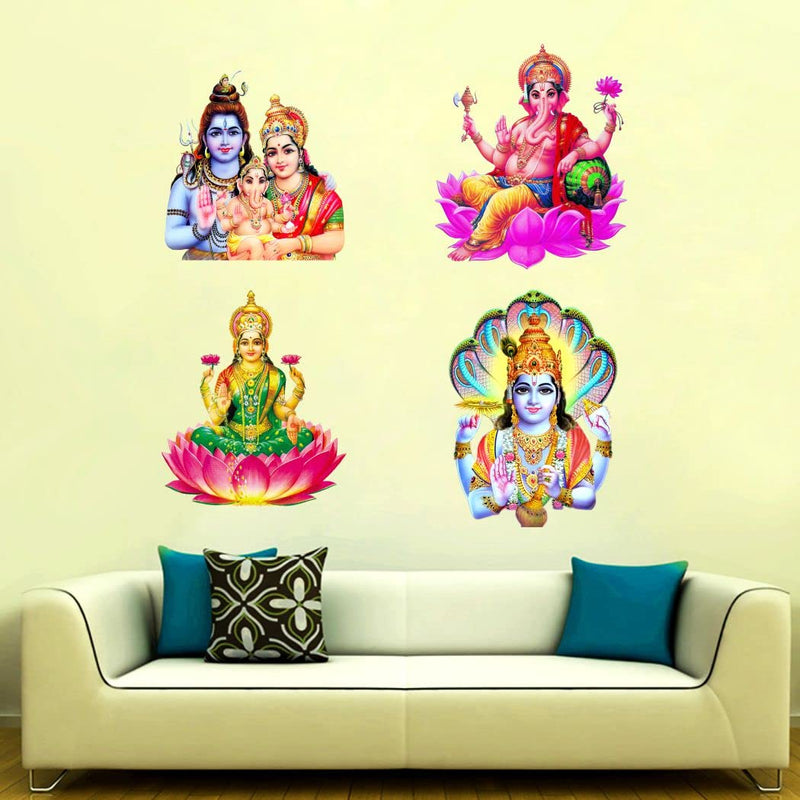 Delight Art Four Bhagwan Design Wall Sticker Size - ( 58*49 ) cm Model id - ( DAMC00848L )