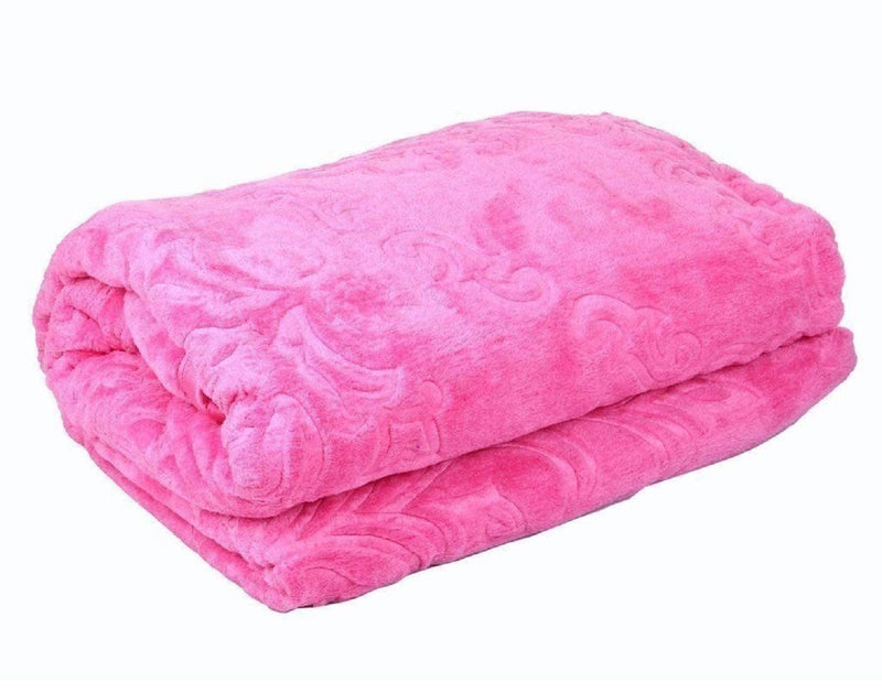 HomyReef 500 TC Winter/Mild-Winter Solid/Floral Light Weight Super Soft Warm Mink Single Bed Blanket for Winter (215 x 152 cm), Lightweight (Pink, Single Bed - 85x60 Inch)