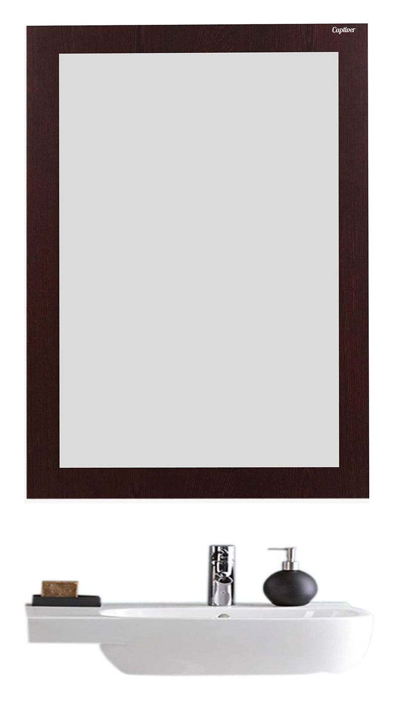 Captiver Engineered Wood Frameless Wall Décor Hanging Mirror 15X21 Inch Wenge