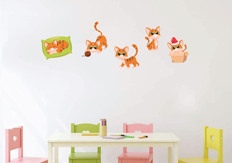 VVWV Cat Love Wall Sticker for Home Decor Living Room Bedroom Play School Printed Wall Stickers L x H 60 x 50 Cms