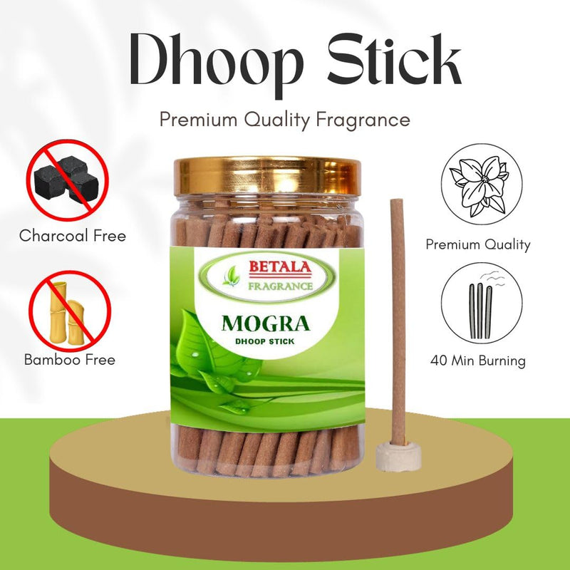 Betala Fragrance Mogra Flavour Dhoop Sticks for Pooja, Dhoop Batti Pack of 200 Gm, 80 Dhup Stick (200 Gm)