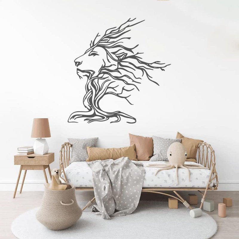 GADGETS WRAP Vinyl Decal Sticker Modern Abstract Lion Tree Branches (Item Finish Size : 56cm x 55cm)