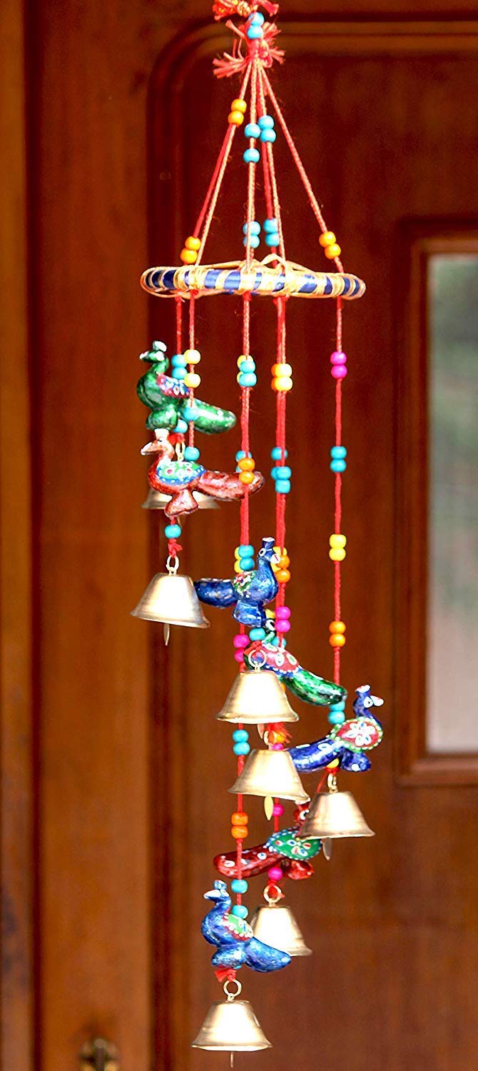 Shreya Creation Wooden Multicoloured Handpainted & Handmade Decorative Hanging -Wind Chimes Hanging Decorative Item Home Décor Pieces Brings Positive Energy