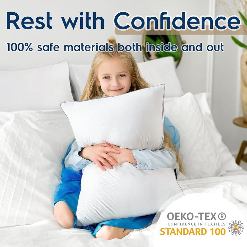 Raza Microfiber Queen Pillows for Sleeping 2 Pack ?Multi Position Sleeper Hotel Quality Down Alternative Hypoallergenic for Side and Back Sleepers Soft and Supportive Gusseted Pillow (20x30 White)