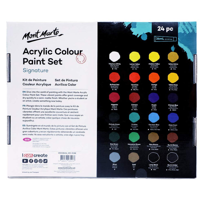 Mont Marte Acrylic Paint Set 24Pcex36Ml, Multi