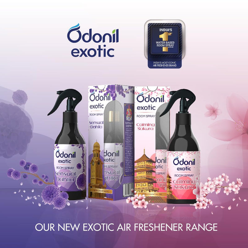 DABUR Odonil Exotic Room Spray - Calming Sakura - (200Ml) |100% Water-Based | Alcohol-Free Fragrance | Luxury Opulent Fragrance From Japan - Sakura