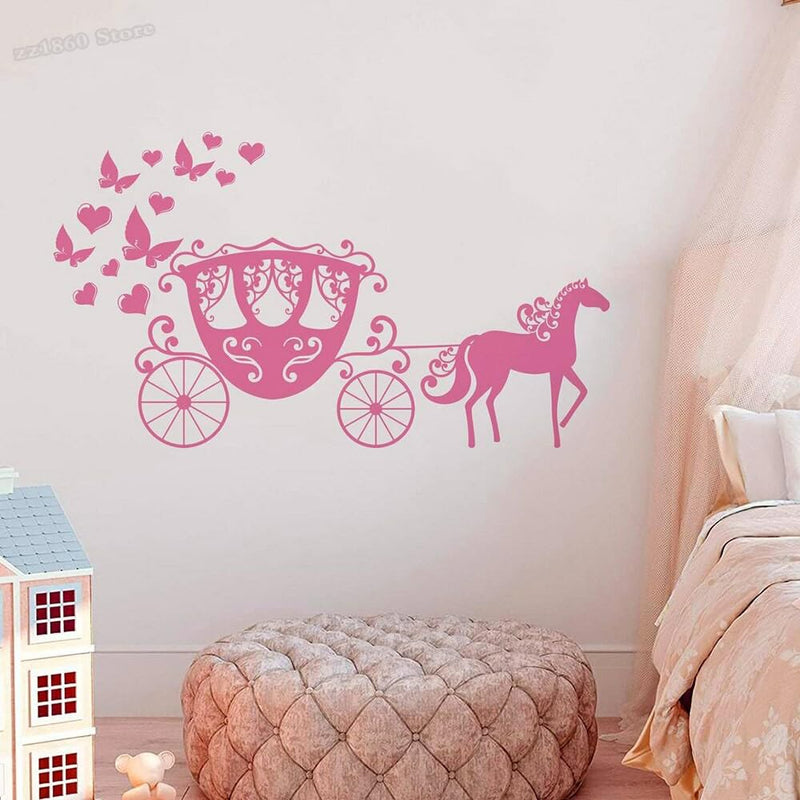 GADGETS WRAP Vinyl Princess Carriage Wall Decal Pink