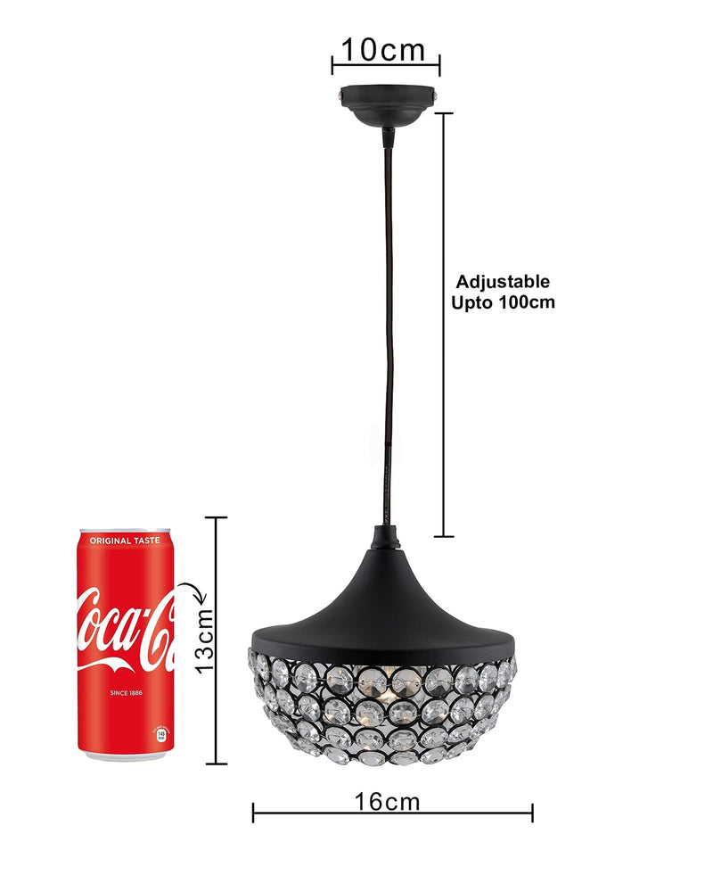 Homesake Matt Black Crystal Hanging Goblet Light, Ceiling Light, Nordic E27 Pendant