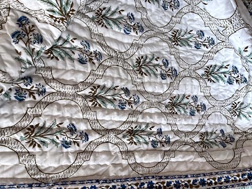 LOARSHY Pure Cotton Razai Single Bed Hand Block Printed Export Hand Stich Voil Quilts/Blankets/Rajai/Comferters - Multi (Size 60X90 INCHES)