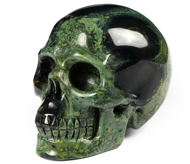 Skullis 2.0" Kambaba Crystal Skull, Hand Carved Gemstone Fine Art Sculpture, Reiki Healing Stone Statue.1