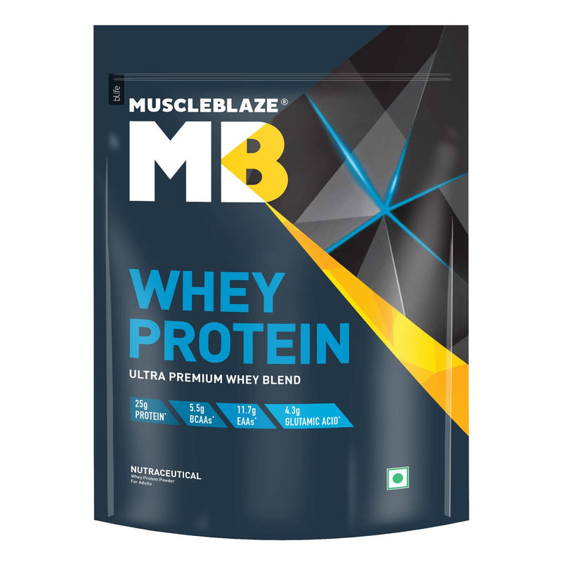 MuscleBlaze 100% Whey Protein (Rich Milk Chocolate, 1 kg / 2.2 lb, 30 Servings)