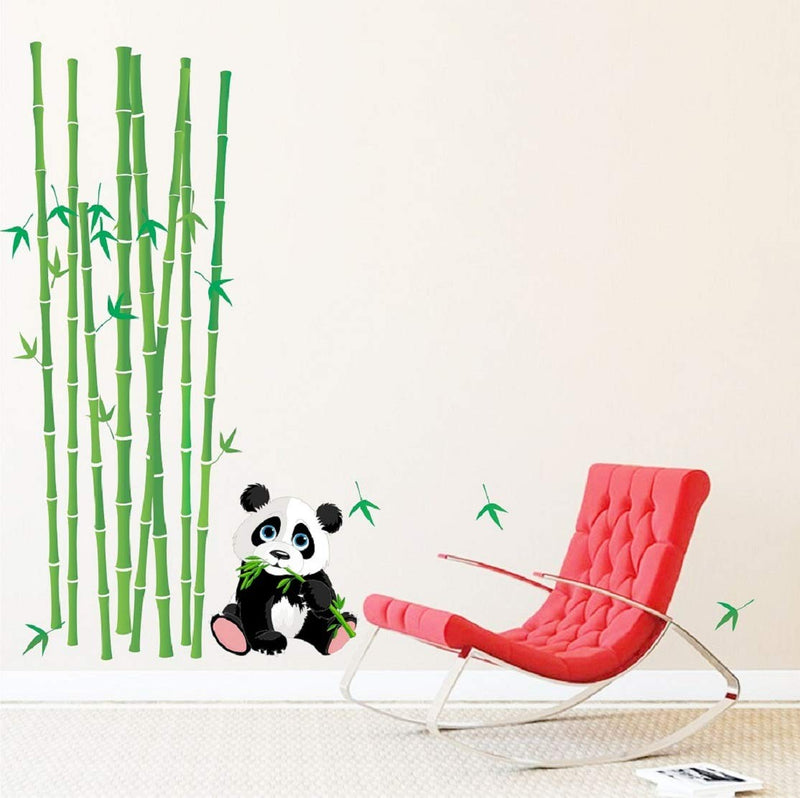 Walltech Panda with Bamboo Sticks Wall Sticker| Beautiful Design Wall Decoration Sticker