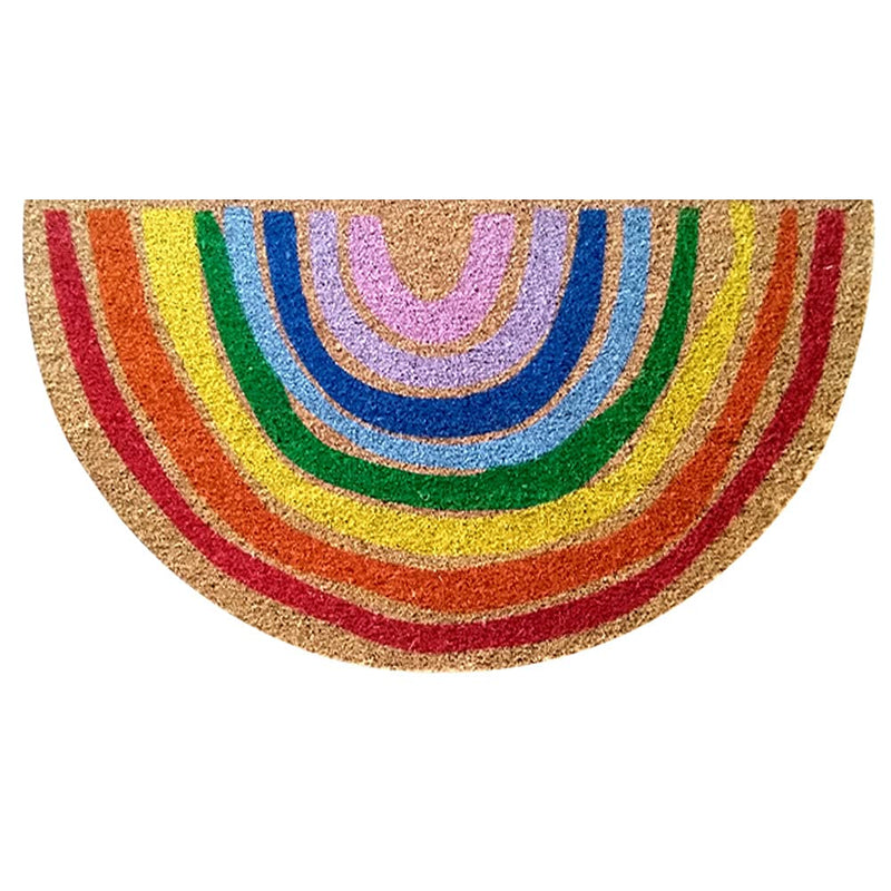 Mats Avenue Coir and Latex Backed Half Round Rainbow Pattern Door mat Multicolor 50X90 CM