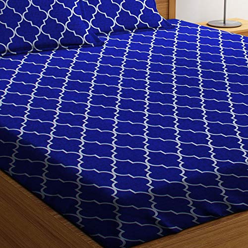 ZCI Microfiber Double Bedsheet With 2 Pillow Cover_(Blue) Size_(88×90) inch