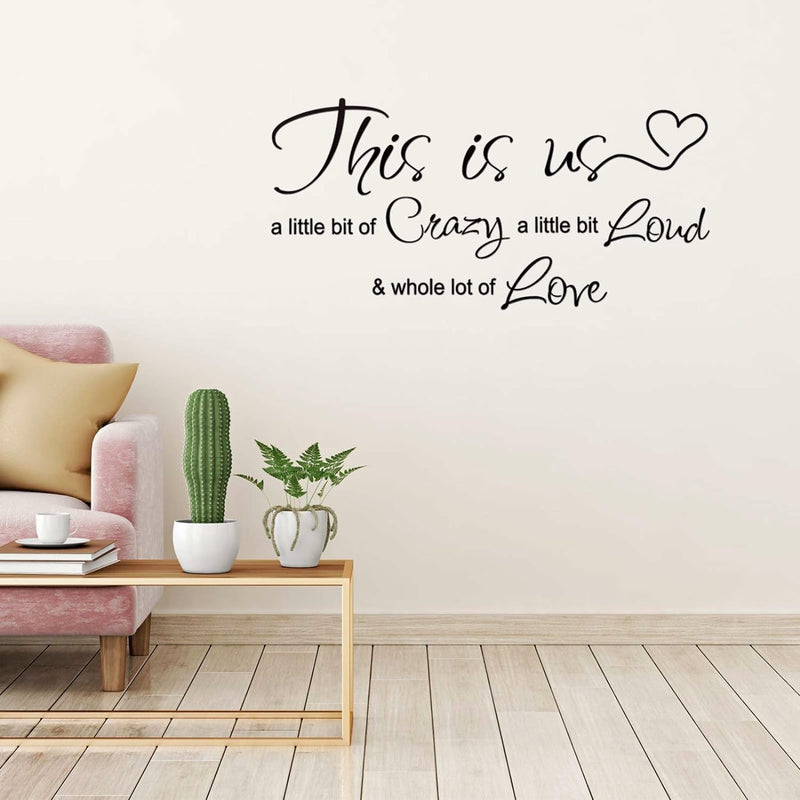 GADGETS WRAP This is Us Crazy Loud Love Wall Decal Vinyl Love Quote Wall Decal Inspirational Family Quote Sticker Art Lettering Saying Home Decoration for Bedroom Living Room Office