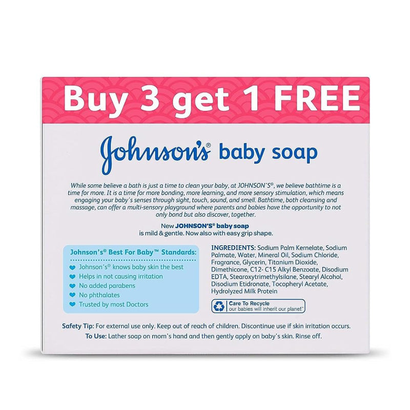 Johnson's Baby Soap For Bath Combo Offer Pack, 100g (Buy 3 Get 1 Free)