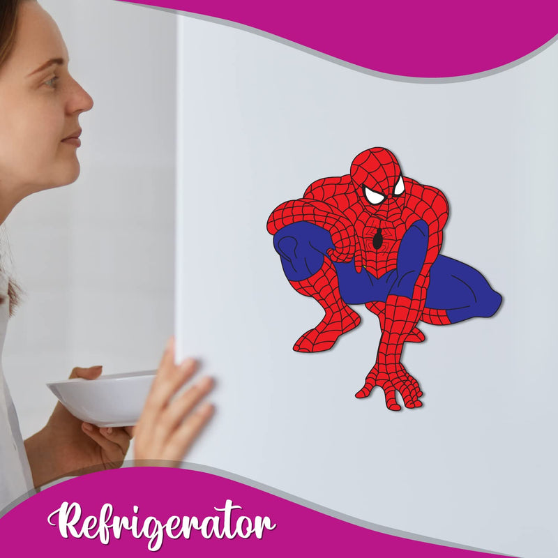 Bhai Please Spiderman Wooden Fridge Magnet (Pack of 1) Fun Comic Character Gift and Decoration