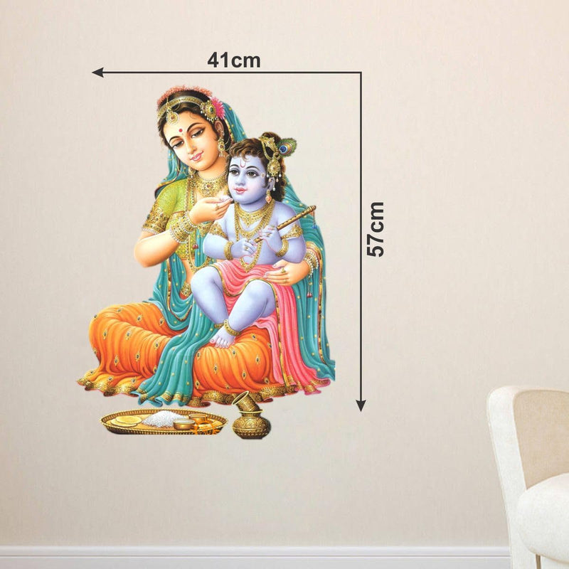 Vcreate Decor Spritual Krishna with Yashoda Maa Wall Sticker & Decal,Size- 58 Cm X 50 Cm