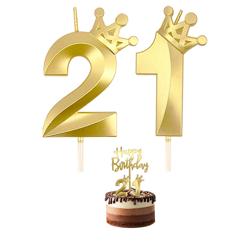 Crown Number 21th &12th Birthday Candle Happy Birthday Cake Topper 3.1 Inch Happy Birthday Number Candle for Cake Birthday Anniversary Kids Adults