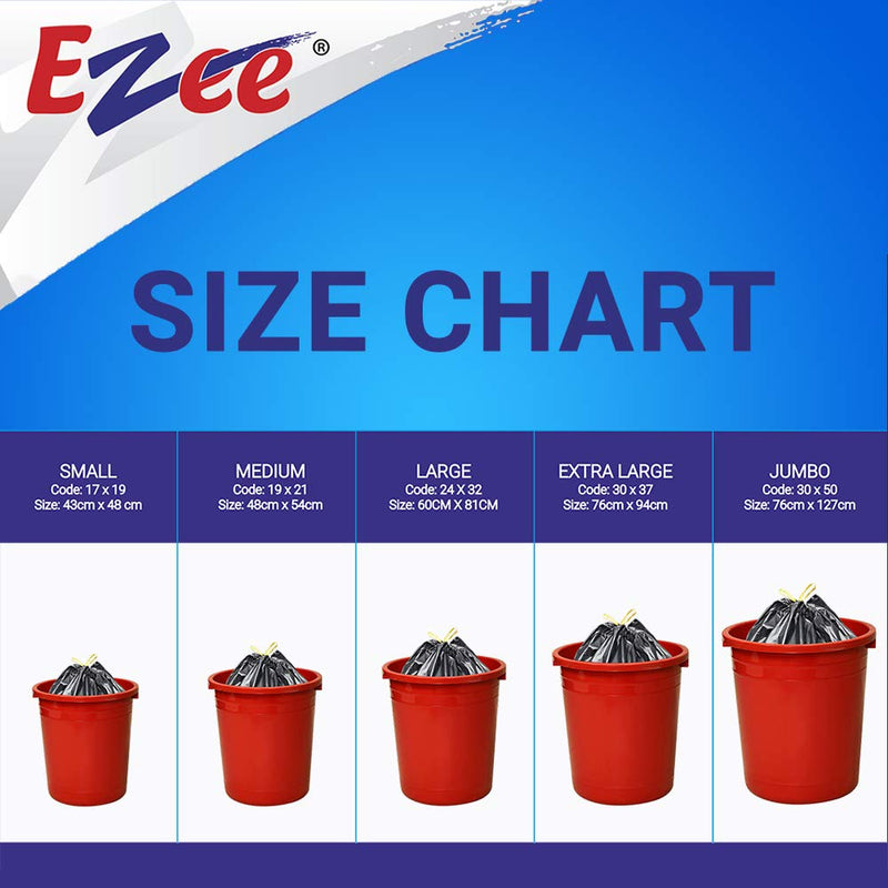 Ezee Garbage Trash Bag for Dustbin | 30 Pcs | Large 24 X 32 Inches I 15 Pcs x Pack of 2