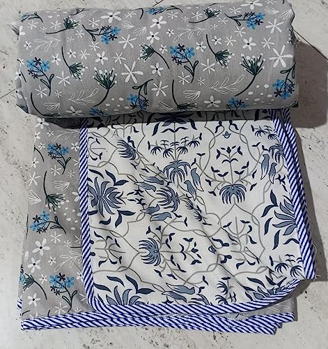 XFY Pure Cotton Floral Reversible dohar Single Bed/dohar Single Bed Cotton 60x90 (design-412)