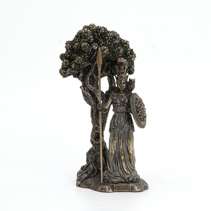 Veronese Design Resin Statues Greek Goddess Athena Under Olive Tree Bronze Finish Statue 5.25 X 9.5 X 4.5 Inches Bronze