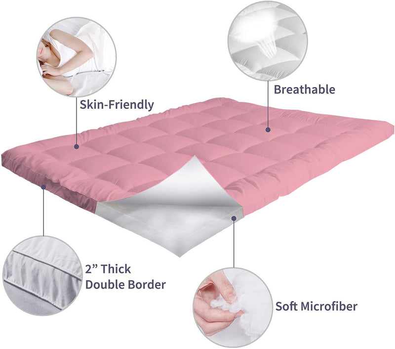 TUNDWAL'S Soft 500 GSM Mattress Padding/Topper for Comfortable Sleep pink (72x78inch)