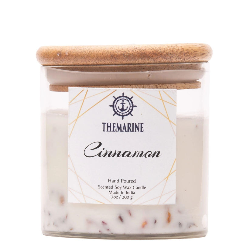 THEMARINE Cinnamon Scented jar Candle | Natural Soy Wax | No Smoke Wick