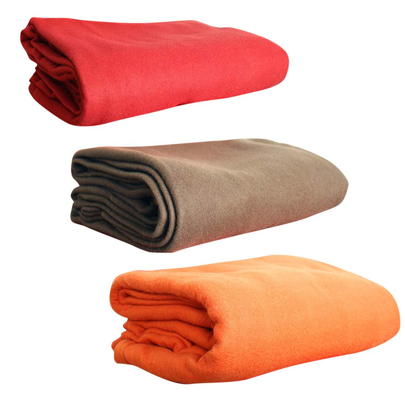 Infi Style Fleece Single Bed Blanket 55 * 88 inch 75 Thread Multicolor Orange Red Brown Pack of 3 (Lightweight)