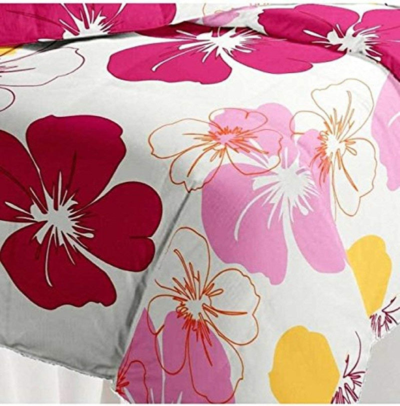 Magistic Microfiber Multi Flowers Print Super Soft Reversible Single Bed AC Dohar/Blanket Combo Set of 2 Pc (Big Pink and Sun Flowers Prints)