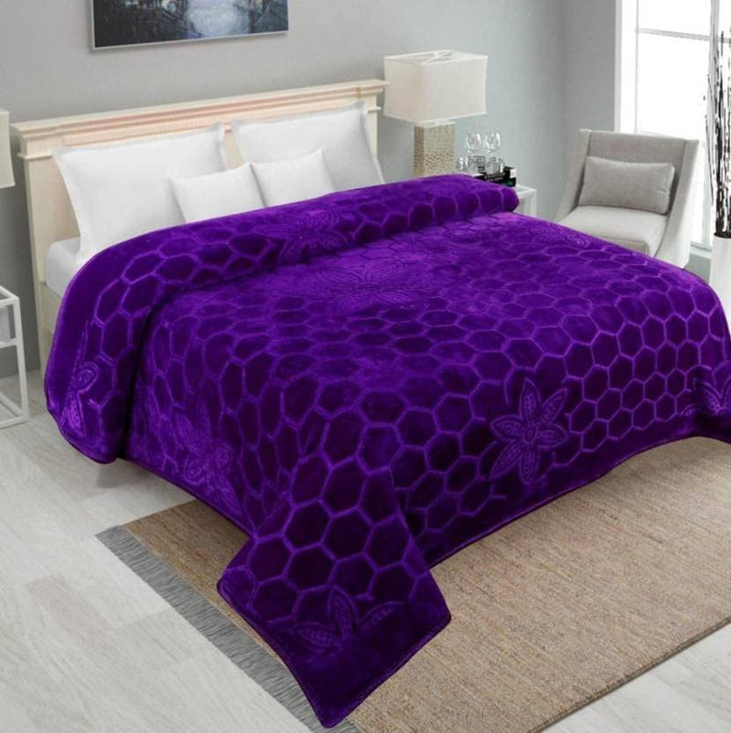 HomyReef 500 TC Winter/Mild-Winter Solid/Floral Light Weight Super Soft Warm Mink Single Bed Blanket for Winter (229 x 229 cm), Lightweight (Purple, Single Bed - 85x60 Inch)