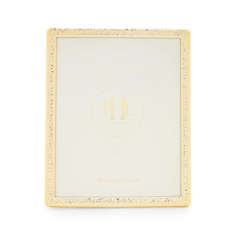 Pure Home + Living Gold Plated Hammered Metal Photo Frame, Tabletop Gold Plated Photoframe With Metel Finish Picture Frames Home & Wall Decoration (8X10 Inches,Pack Of 1)
