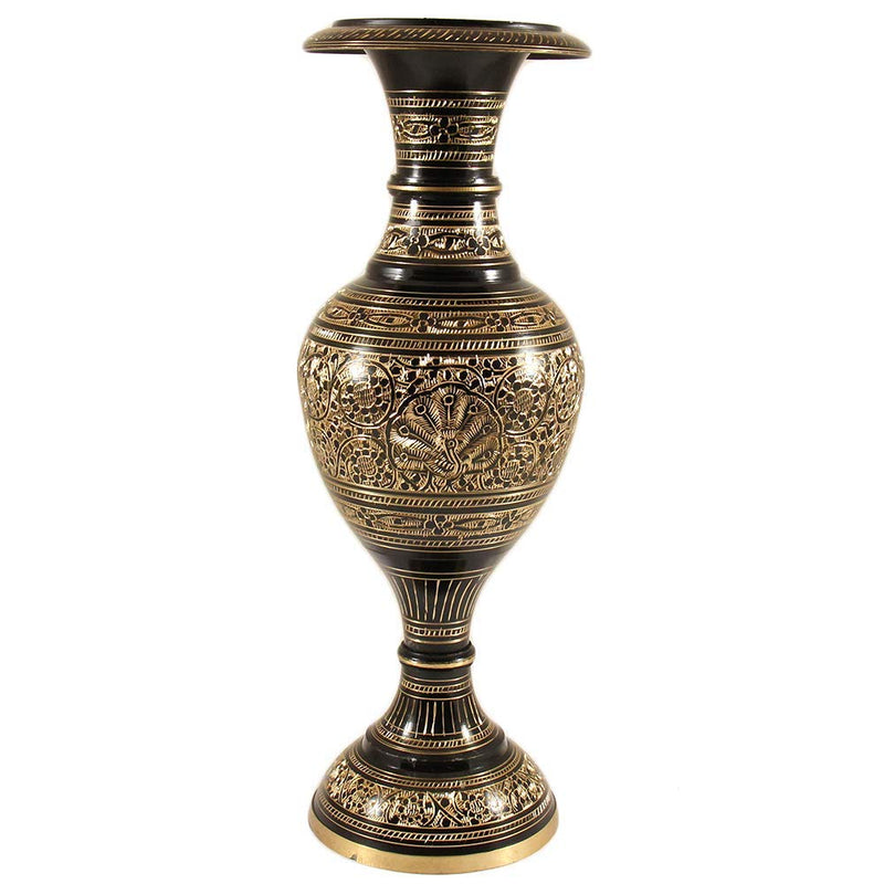 SkyWalker Brass Flower Vase (13 inch, Black & Gold)