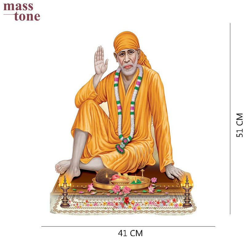 Masstone PVC Vinyl Sai Baba Shirdi Wall Sticker 41x51 Cm - Pack of 1