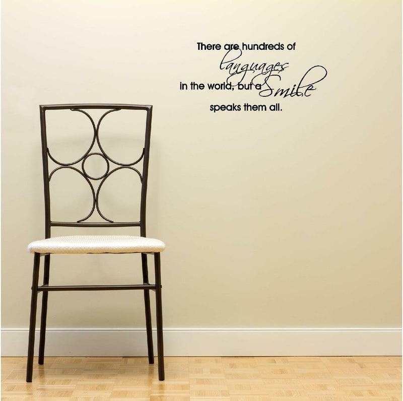 GADGETS WRAP There are Hundreds of Languages in The World, but a Smile Speaks Them All inpsirational Home Vinyl Wall Quotes Decals Sayings Art Lettering