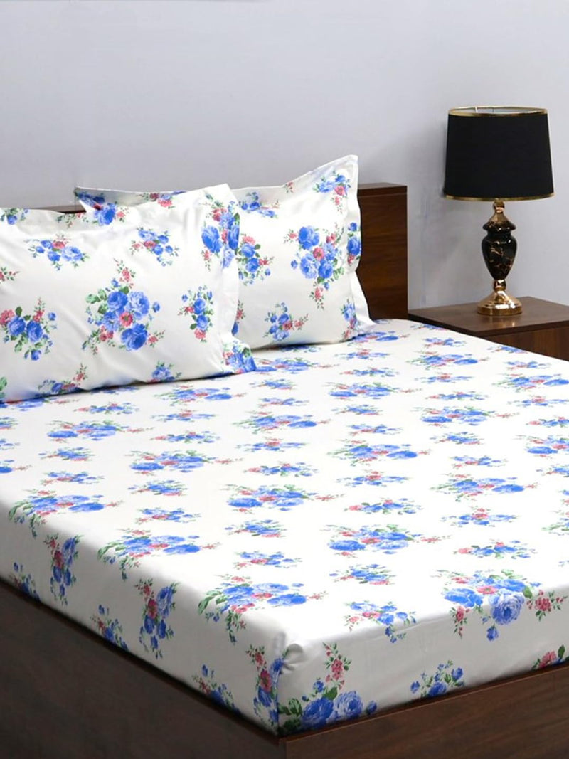 Bombay Dyeing Floral Queen Bedsheet Set, Maple Design