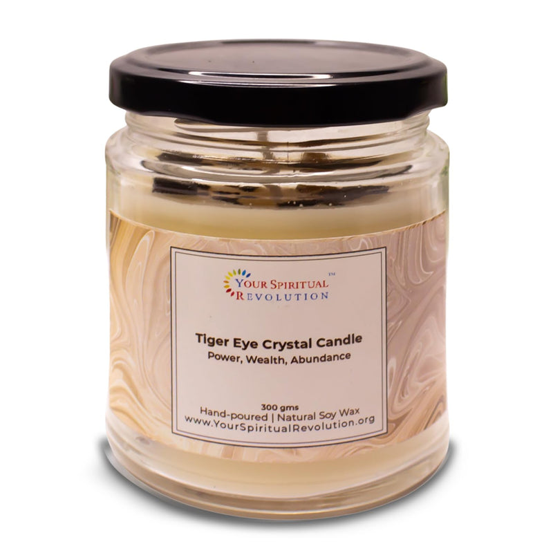 Your Spiritual Revolution Tiger Eye Crystal Candle Money Wealth Abundance Healing Ritual Positive Energy Natural Soy Wax Scented Candle