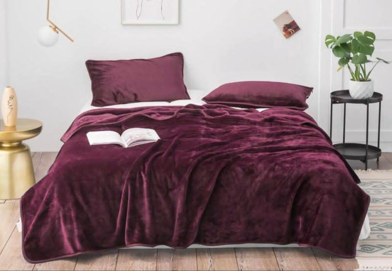 OMAJA HOME Super Soft Fabric Floral Printed Mink Heavy Duty Luxury Ultra 2 Ply Double Bed Blanket 5 kg (Maroon)