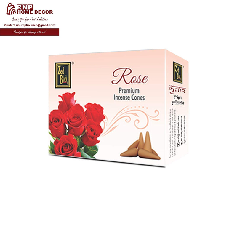 Zed Black Dhoop Cones Boxes (Rose, Mogra, Sandal and Lavender) - Pack of 12 (Total No. of Dhoop Cones - 240)