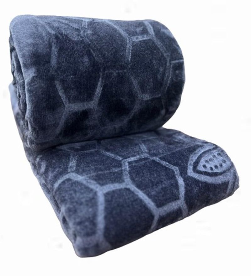 Home Sizzler 325GSM Geometric Textured Woolen Blend Heavy Double Mink Blanket - 85"X86", Grey